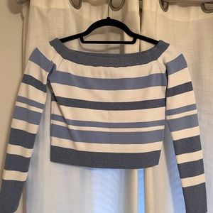 Superdown blue striped crop top